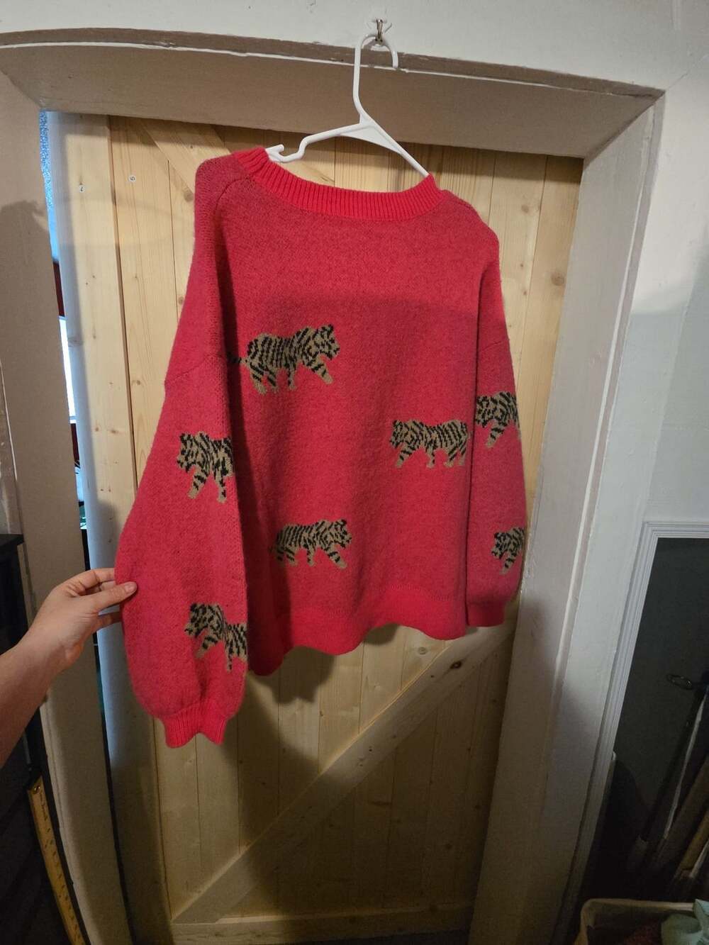 Bibi Pink Tiger Pattern Knit Sweater